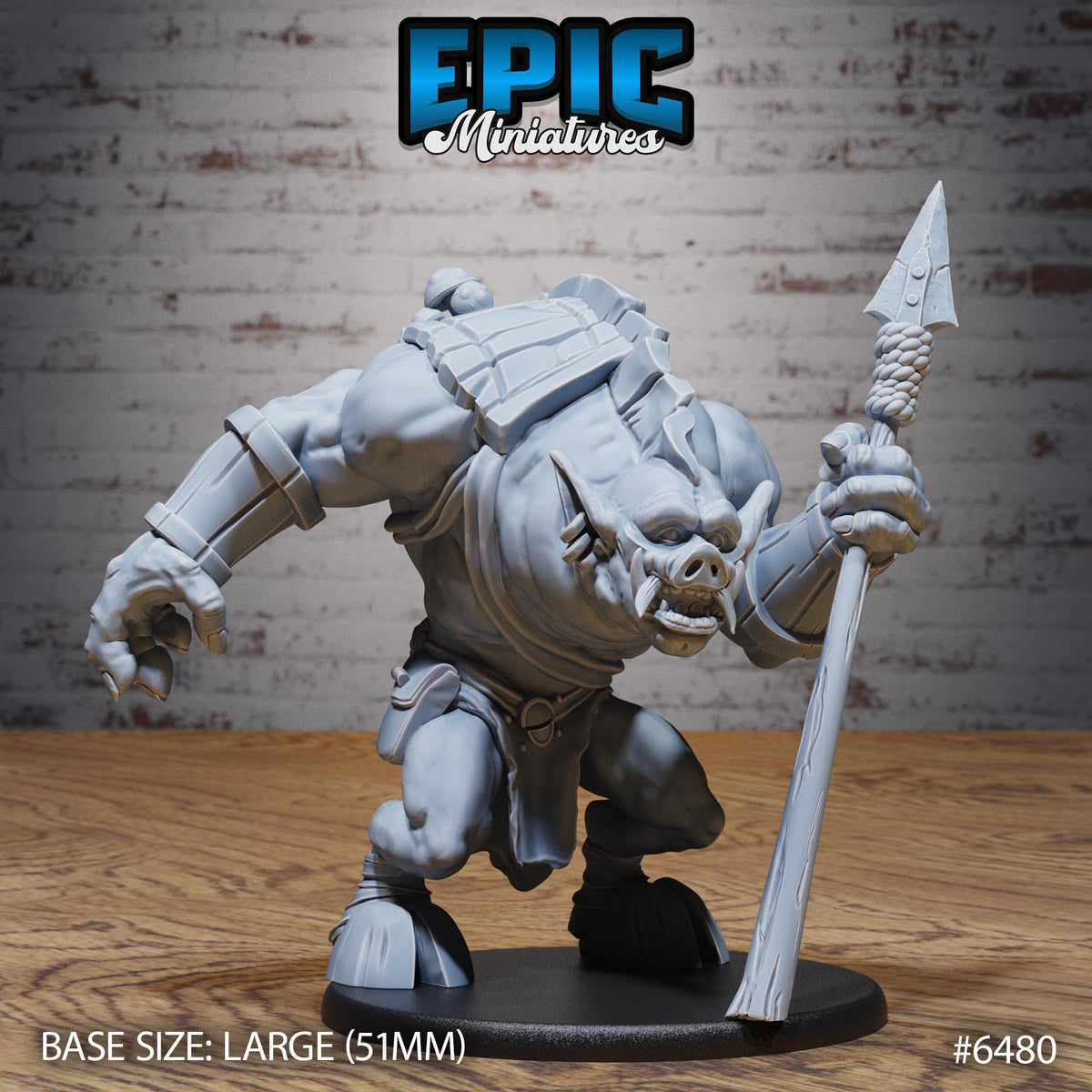 Pig Ogre Option #6480 front DND miniature Goblin Camp 16k resin