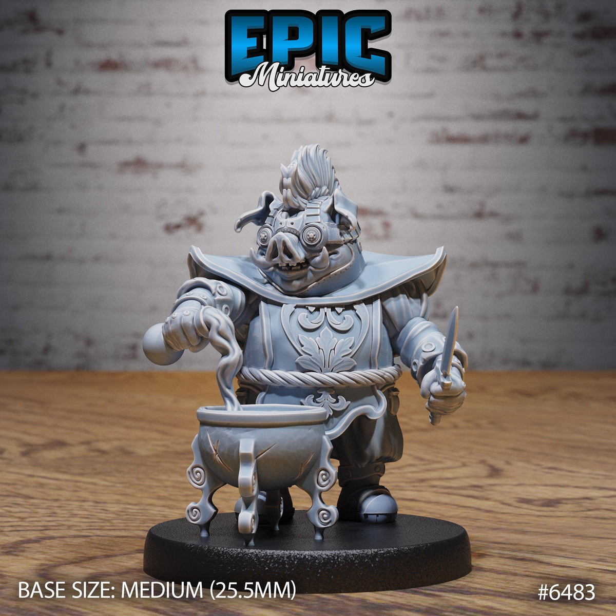 Pig Alchemist Option #6483 front DND miniature Goblin Camp 16k resin