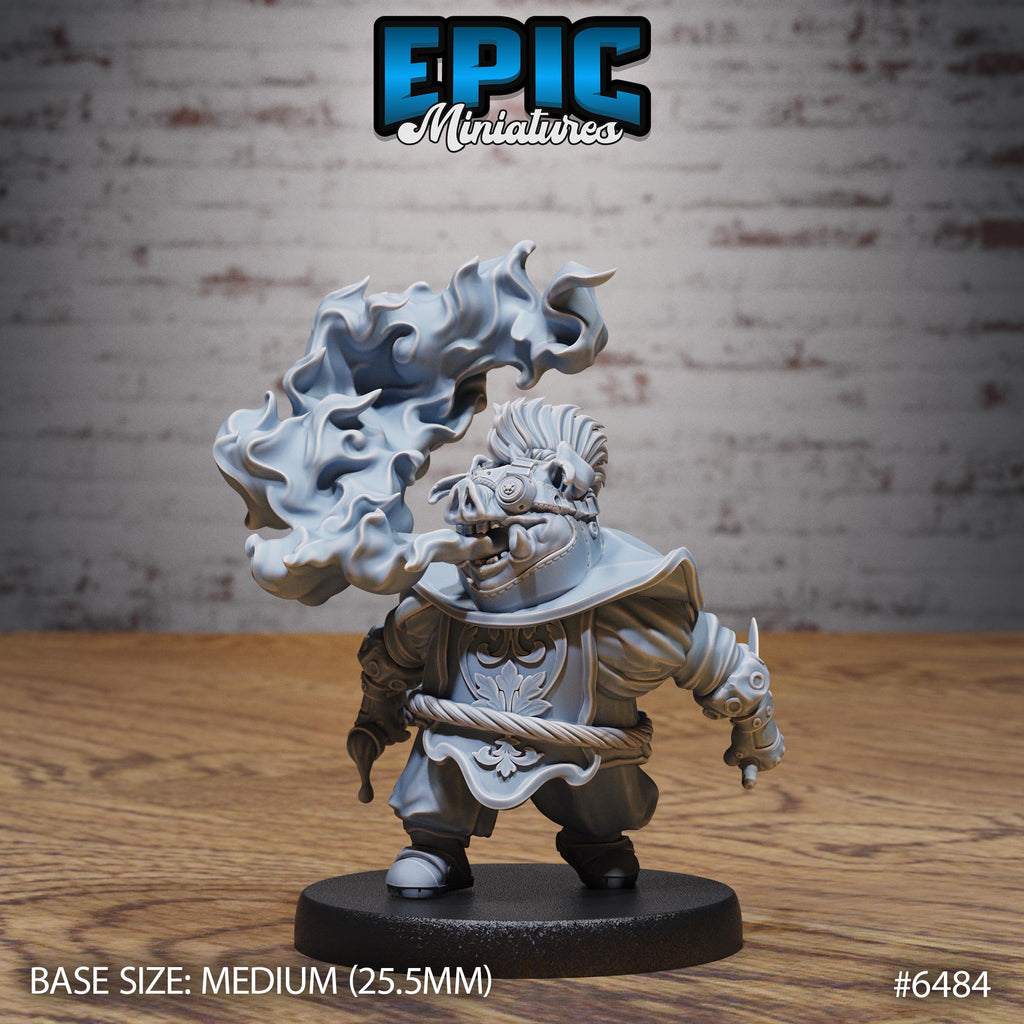Pig Alchemist Option #6484 front DND miniature Goblin Camp 16k resin