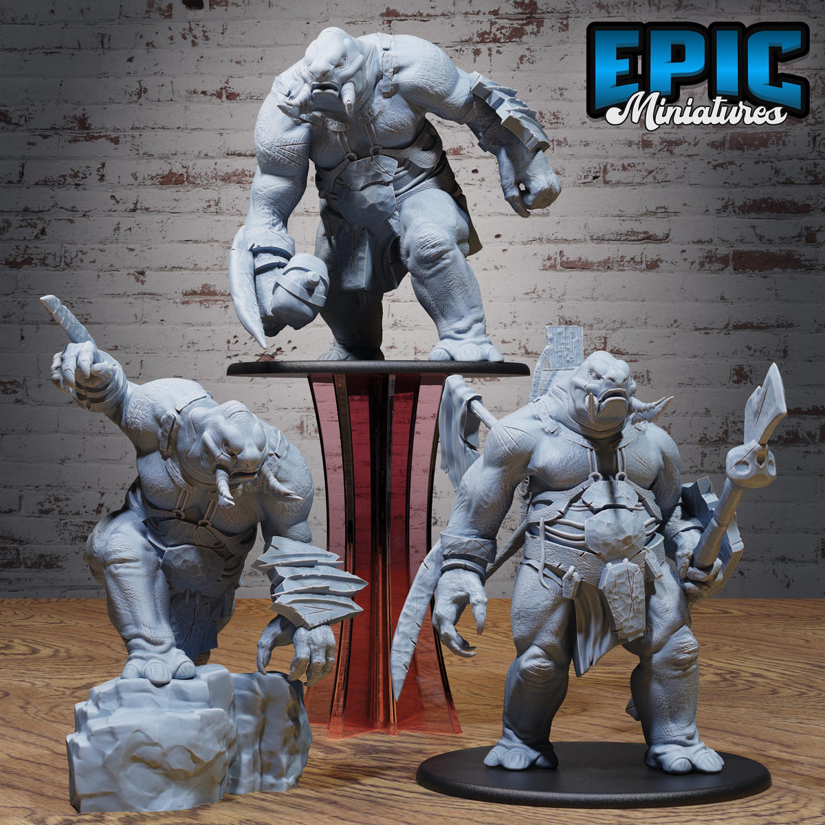 Tamed Troll Set of 3 DND miniatures group photo Goblin Camp