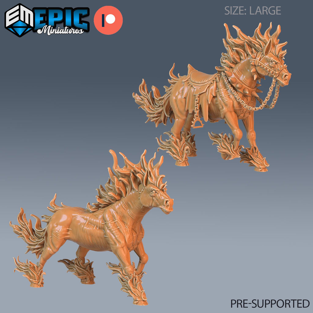 Nightmare Horse Set of 2 DND miniatures group photo Demonic Foulness