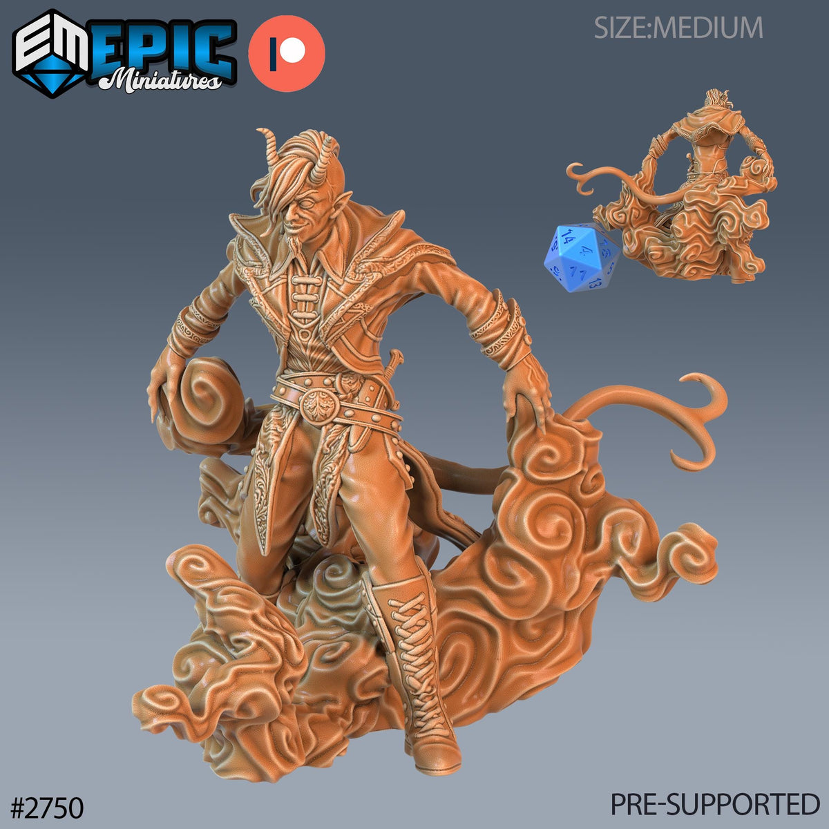 Tiefling Adventurer Option #2750 front DND miniature Demonic Foulness 16k resin