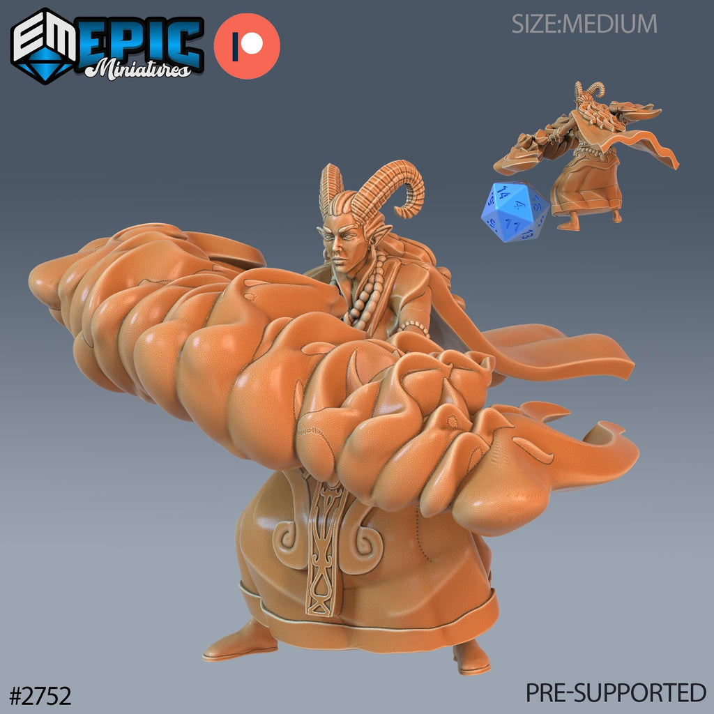 Warlock Tiefling Option #2752 front DND miniature Demonic Foulness 16k resin