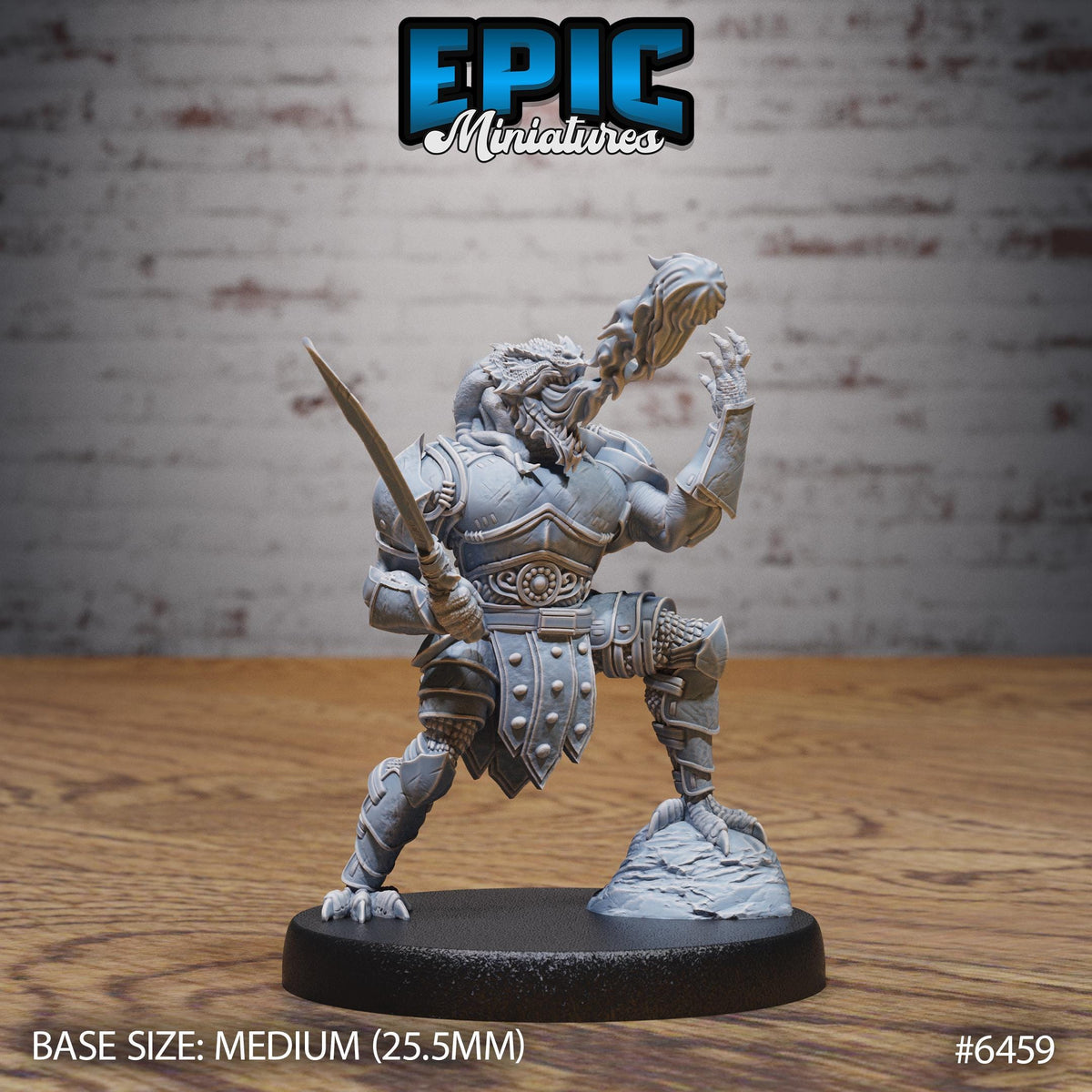 Dragonborn Warrior Option #6459 front DND miniature Dragons Reborn 16k resin