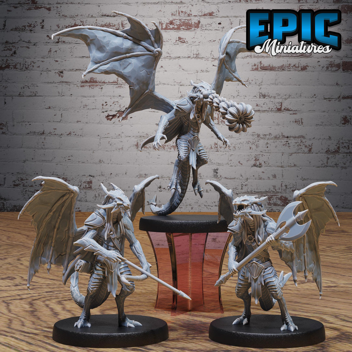 Draconic Demon Sapphire Set of 3 DND miniatures group photo Dragons Reborn