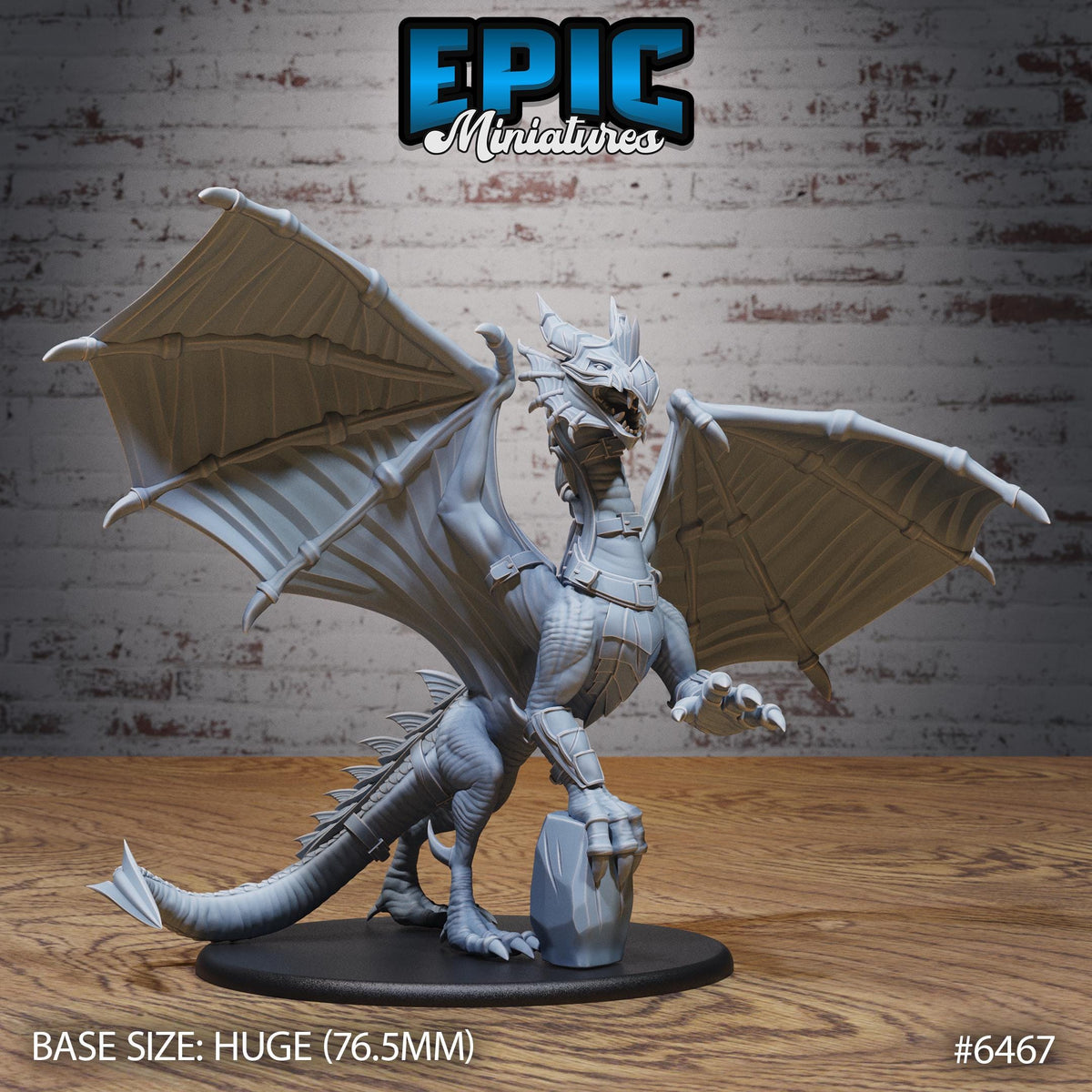 Armored Dragon of 3 Option #6467 front DND miniature Dragons Reborn 16k resin