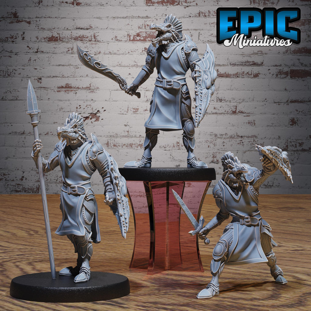 Green Dragonspawn Set of 3 DND miniatures group photo Forest Folk