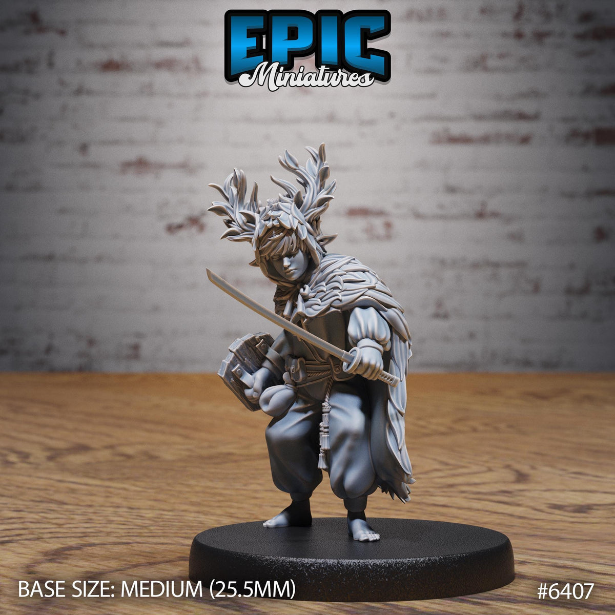 Little Forest Defender Option 1 no mask back DND miniature Forest Folk 16k resin