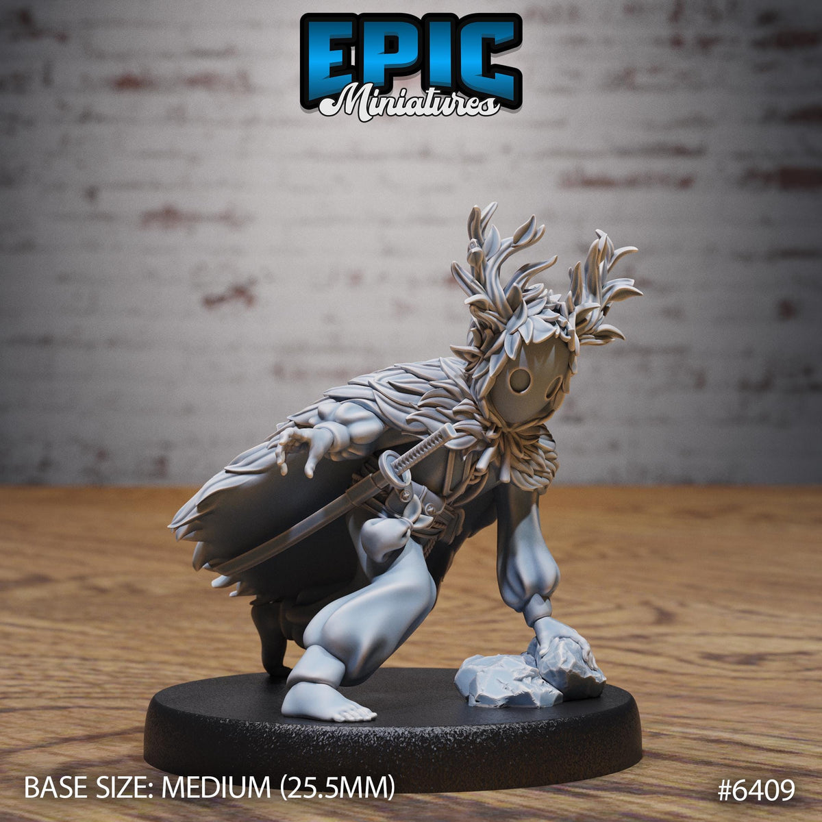 Little Forest Defender Option 3 with mask back DND miniature Forest Folk 16k resin