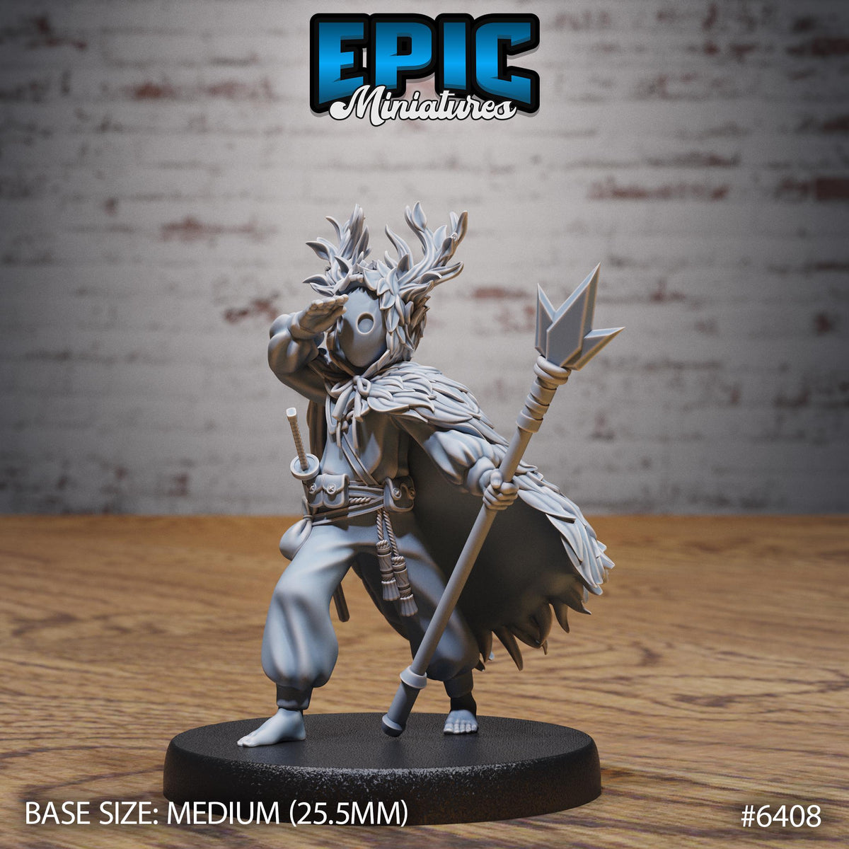 Little Forest Defender Option 2 with mask back DND miniature Forest Folk 16k resin