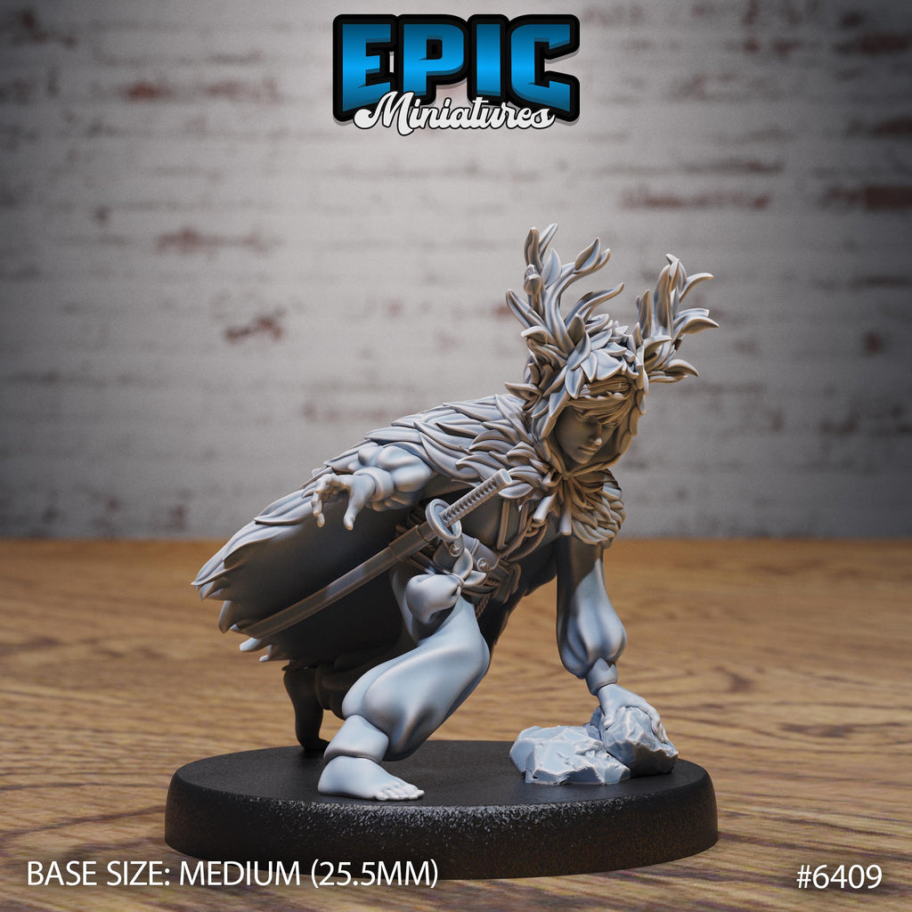 Little Forest Defender Option 3 no mask back DND miniature Forest Folk 16k resin