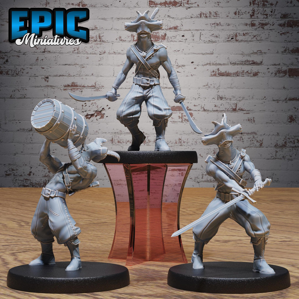 Hammer Fish Pirate Set of 3 DND miniatures group photo Deep Dive