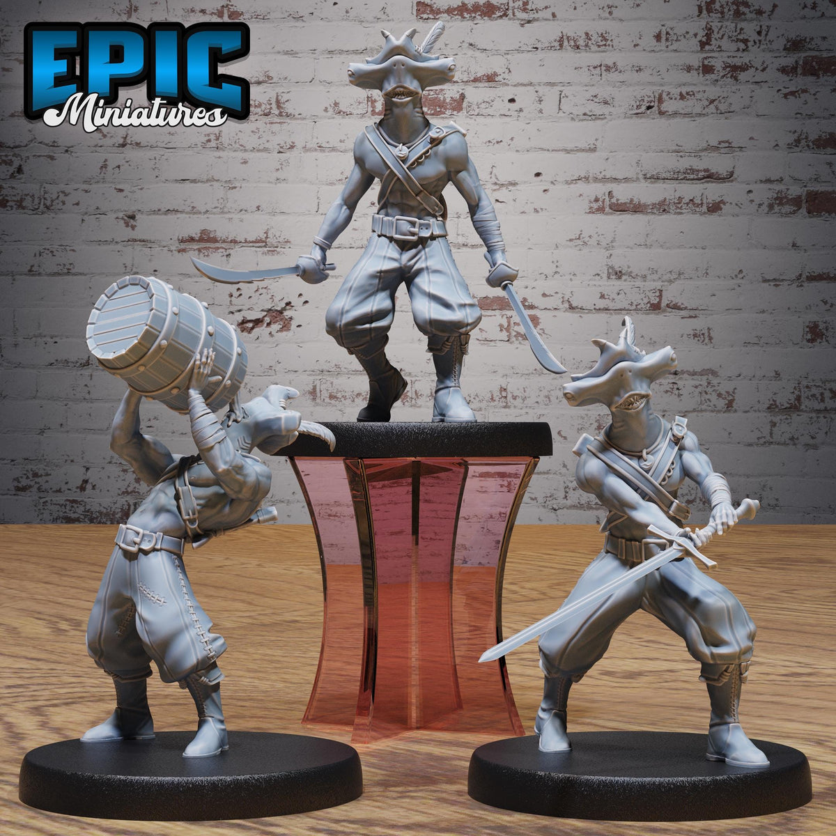 Hammer Fish Pirate Set of 3 DND miniatures group photo Deep Dive