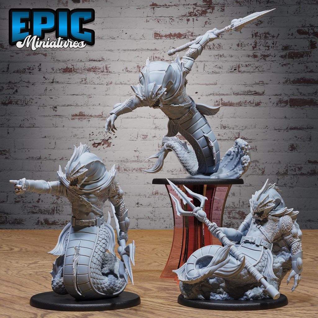 Gladiator Merfolk Set of 3 DND miniatures group photo Deep Dive