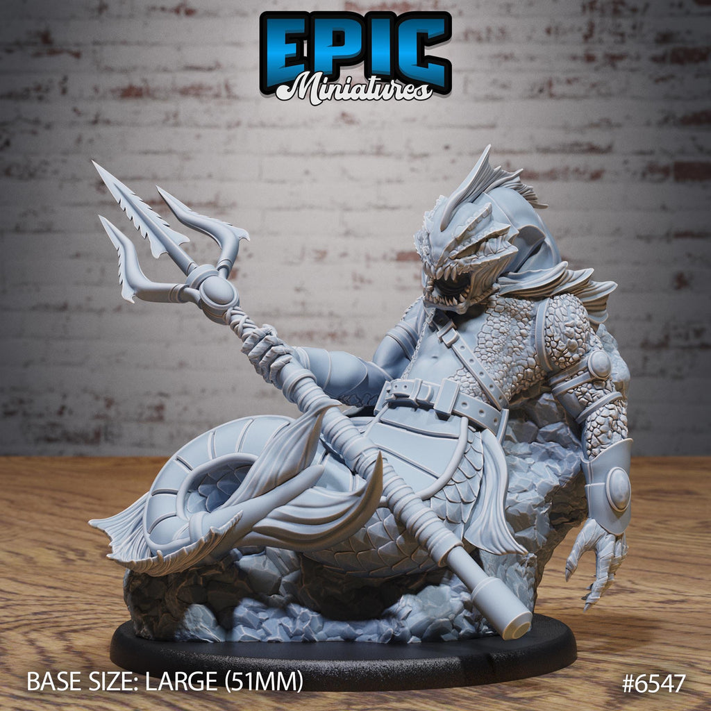 Gladiator Merfolk Option #6547 front DND miniature Deep Dive 16k resin