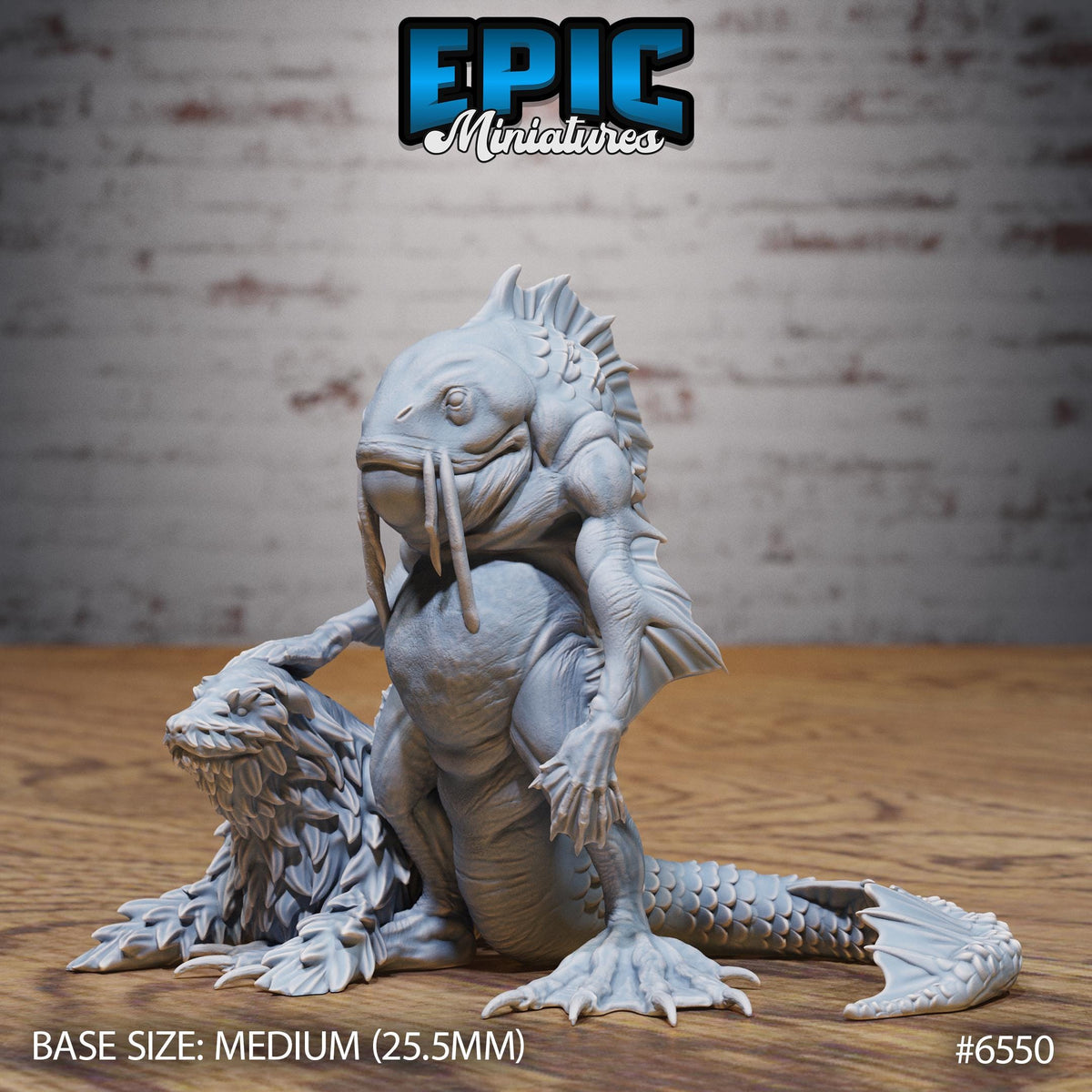 Catfish Folk Option #6550 front DND miniature Deep Dive 16k resin