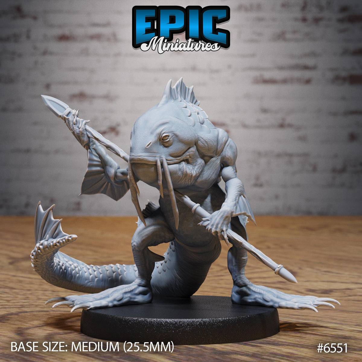 Catfish Folk Option #6551 front DND miniature Deep Dive 16k resin