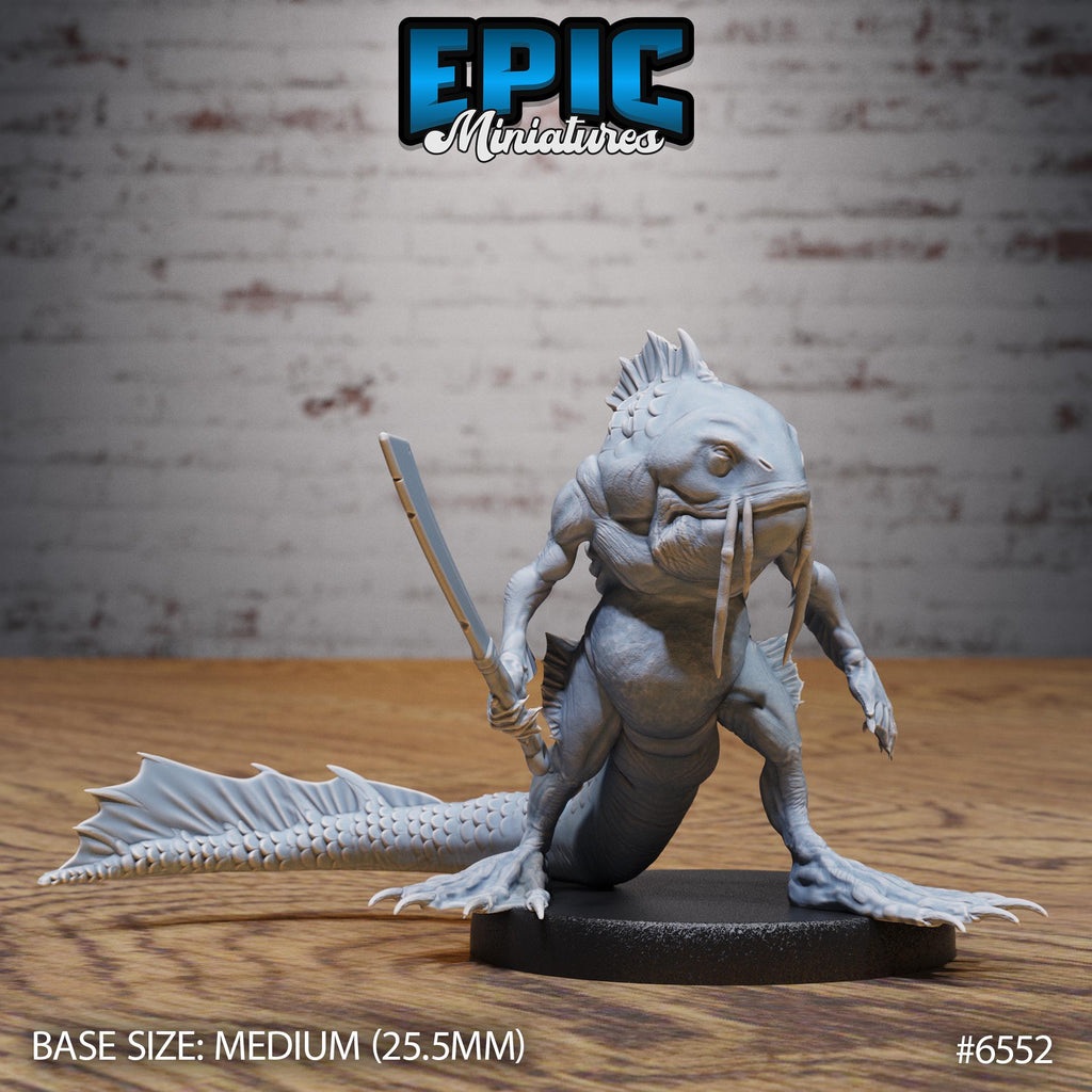Catfish Folk Option #6552 front DND miniature Deep Dive 16k resin