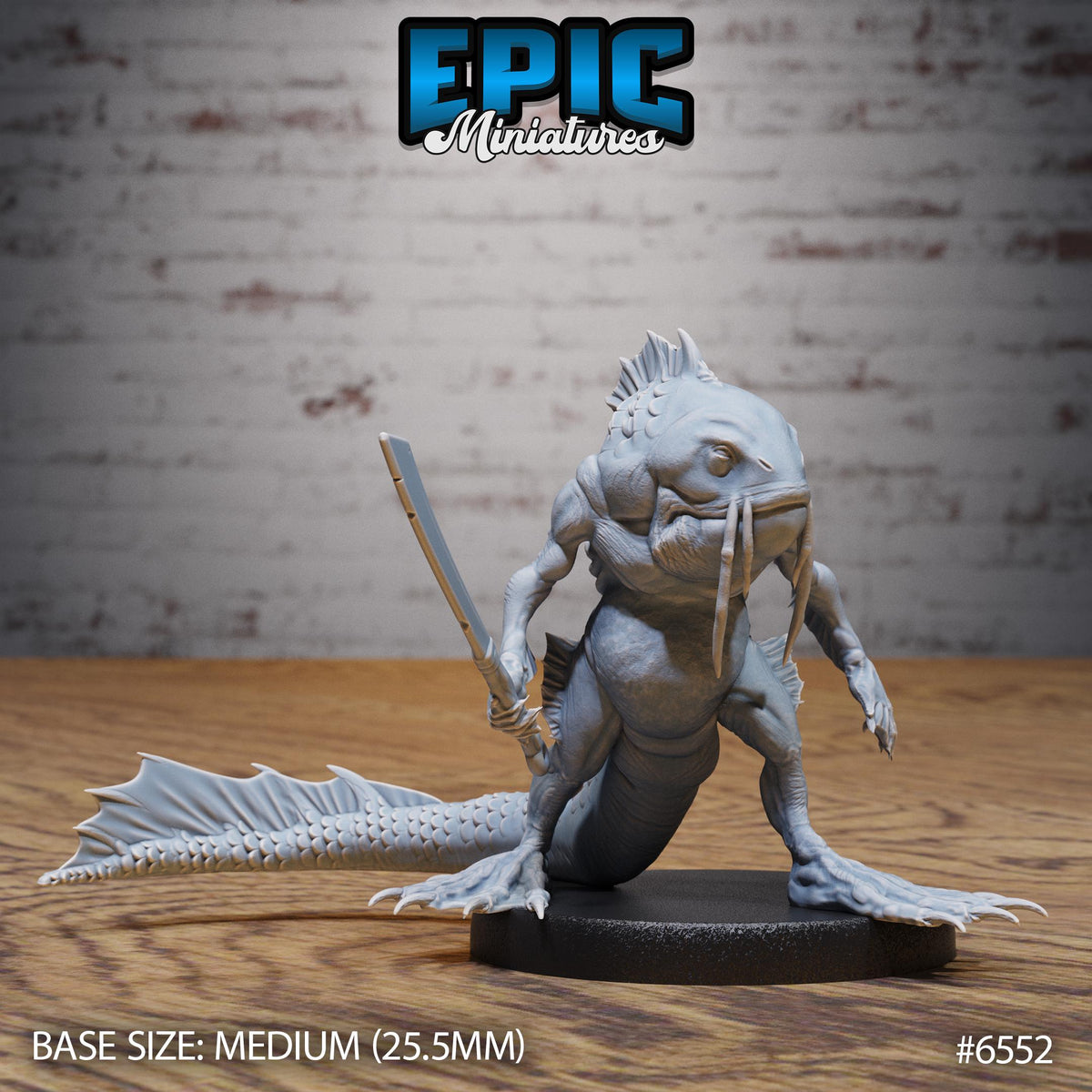 Catfish Folk Option #6552 front DND miniature Deep Dive 16k resin