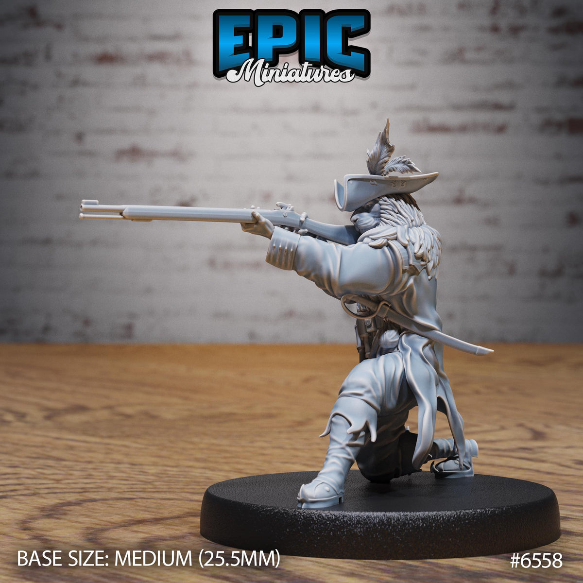 Lion Folk Captain of 3 Option #6558 front DND miniature Deep Dive 16k resin