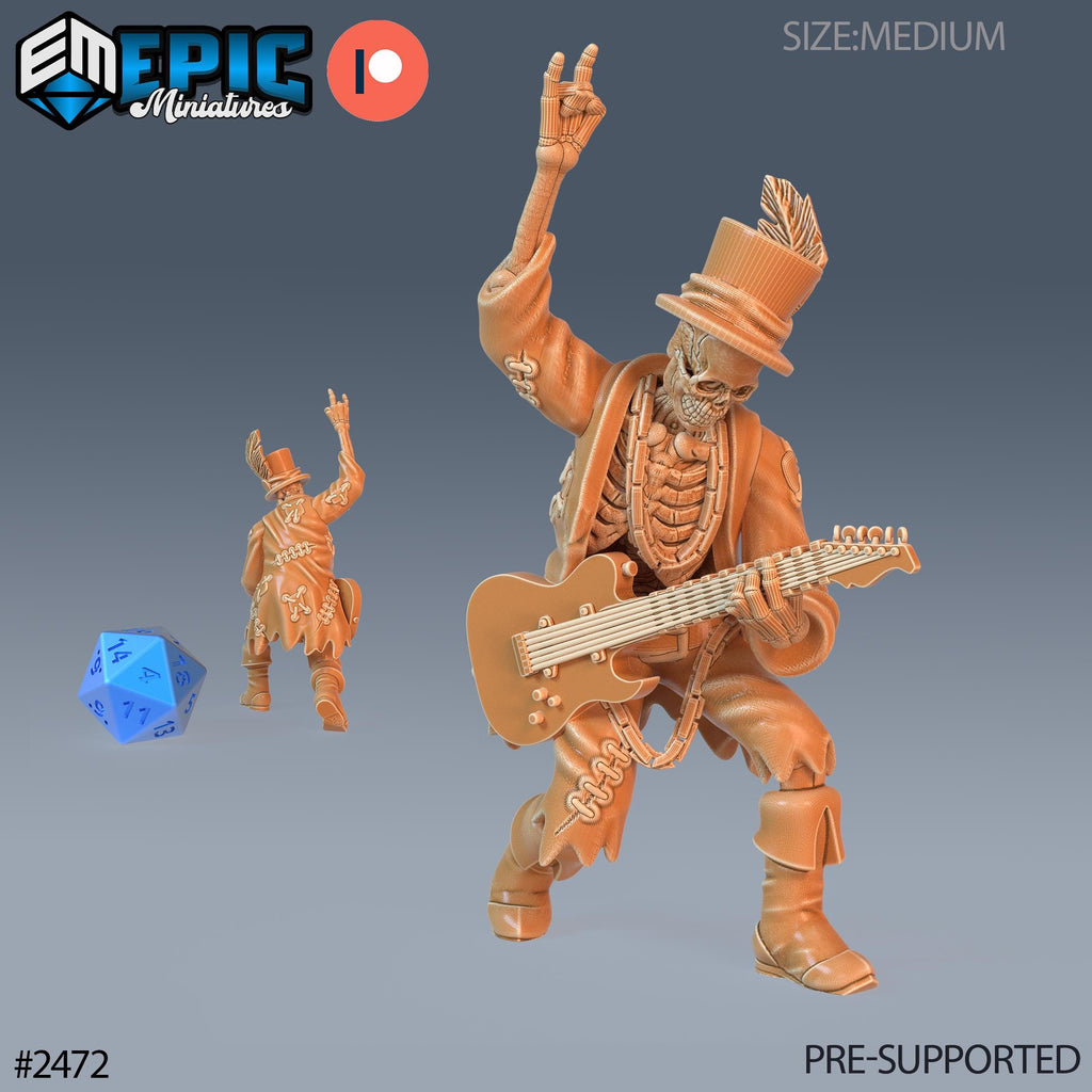 Skeleton Musician Group 1 C front DND miniature Haunting Catacombs 16k resin