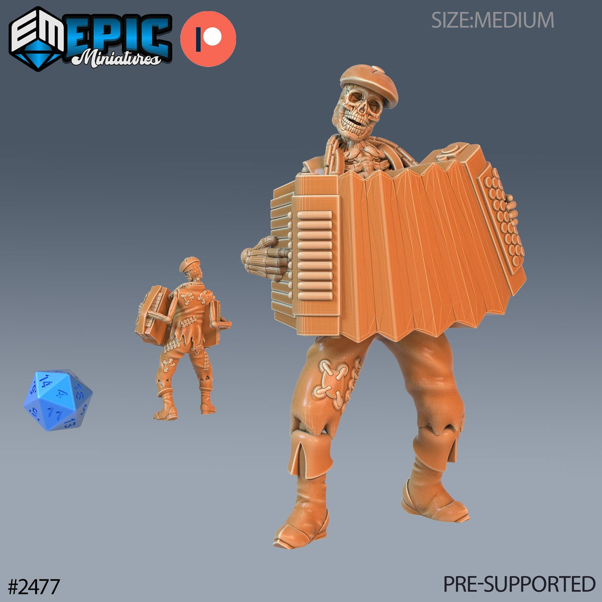 Skeleton Musician Group 2 C front DND miniature Haunting Catacombs 16k resin