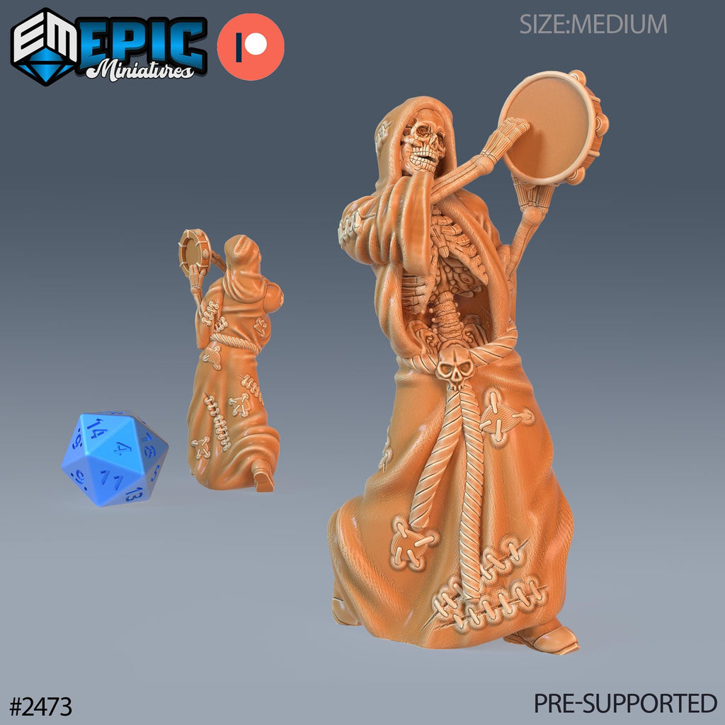 Skeleton Musician Group 1 D front DND miniature Haunting Catacombs 16k resin
