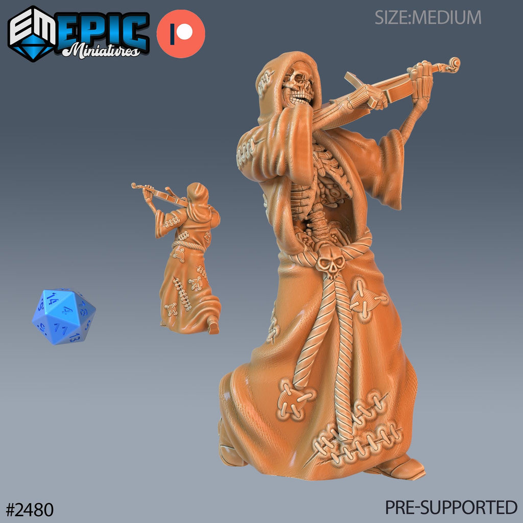Skeleton Musician Group 3 B front DND miniature Haunting Catacombs 16k resin