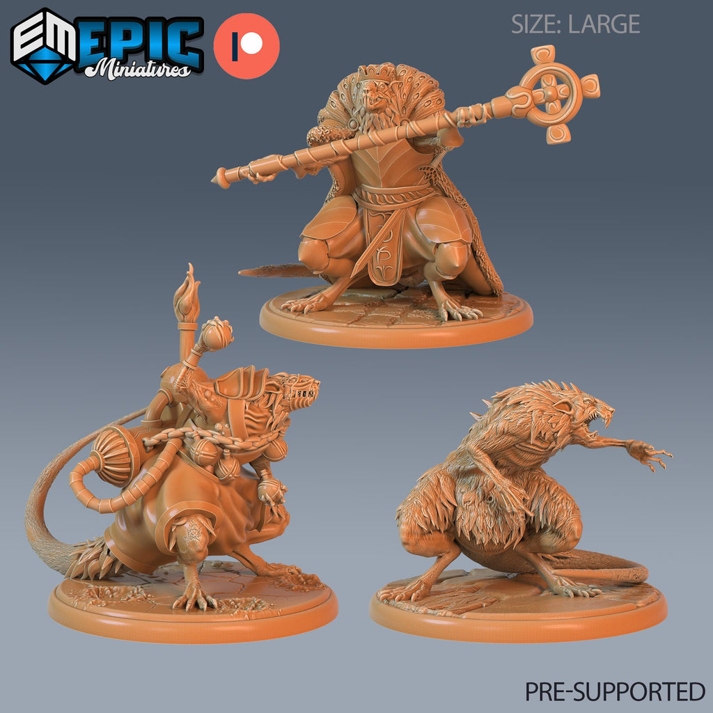 Giant Rat Set of 3 DND miniatures group photo Goblin Caves
