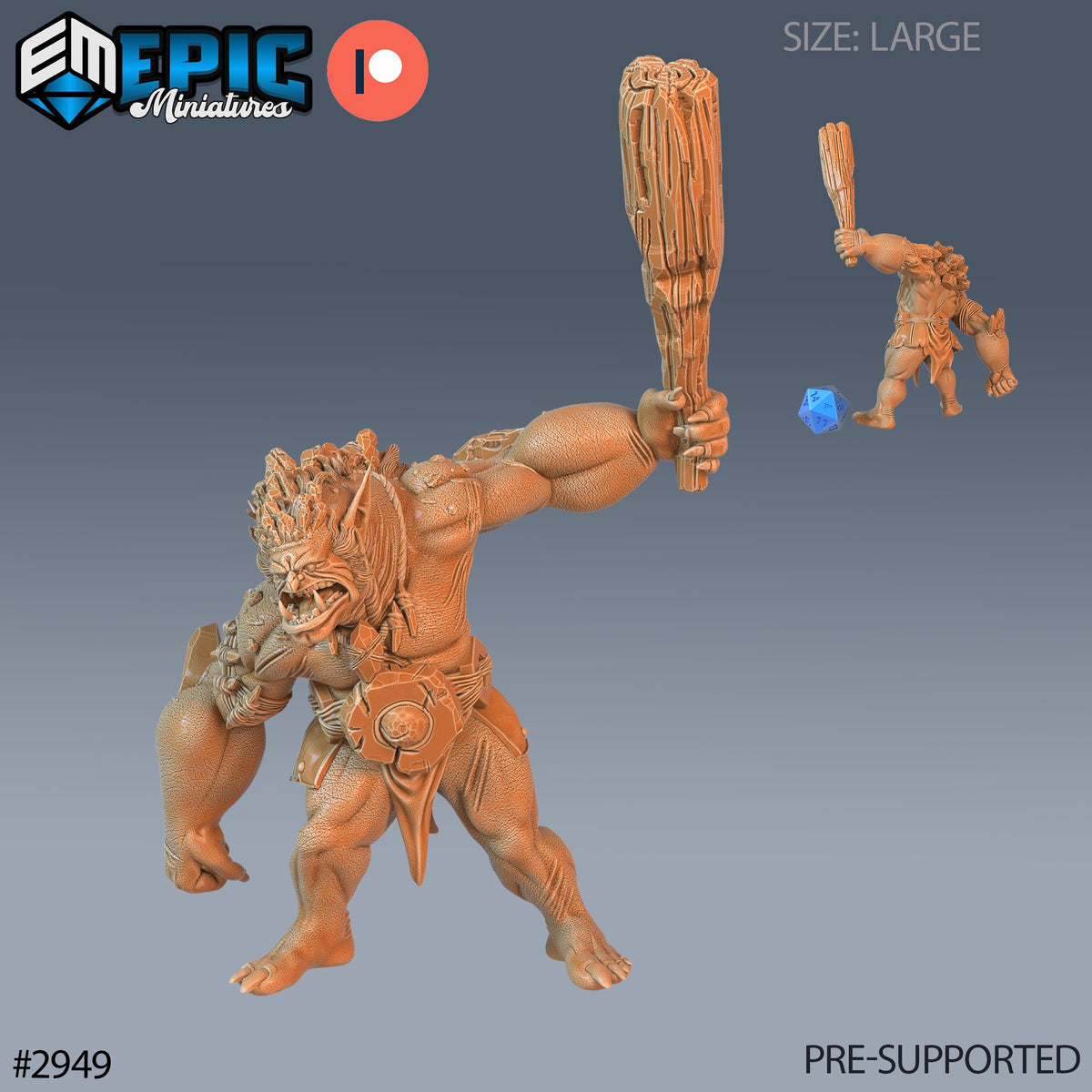 Stone Troll Option #2949 front DND miniature Goblin Caves 16k resin