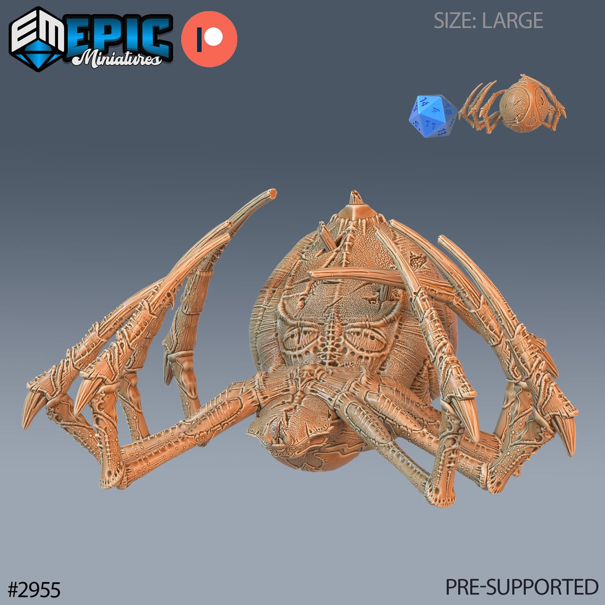 Giant Dungeon Spider Option #2955 front DND miniature Goblin Caves 16k resin