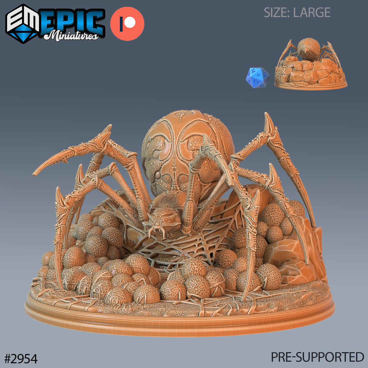 Giant Dungeon Spider Option #2954 front DND miniature Goblin Caves 16k resin