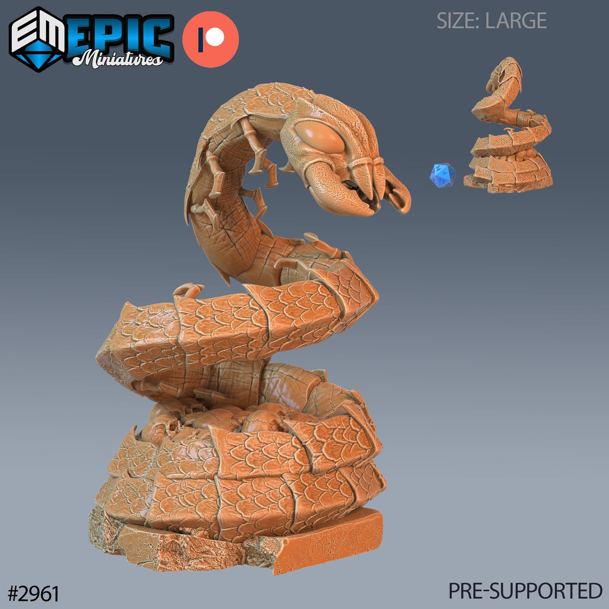 Cave Centipede Option #2961 front DND miniature Goblin Caves 16k resin