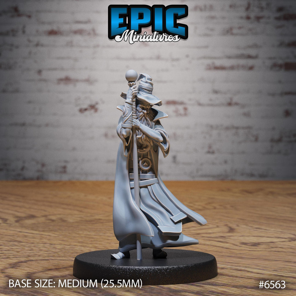 Old Wizard Option #6563 front DND miniature Magical Library 16k resin