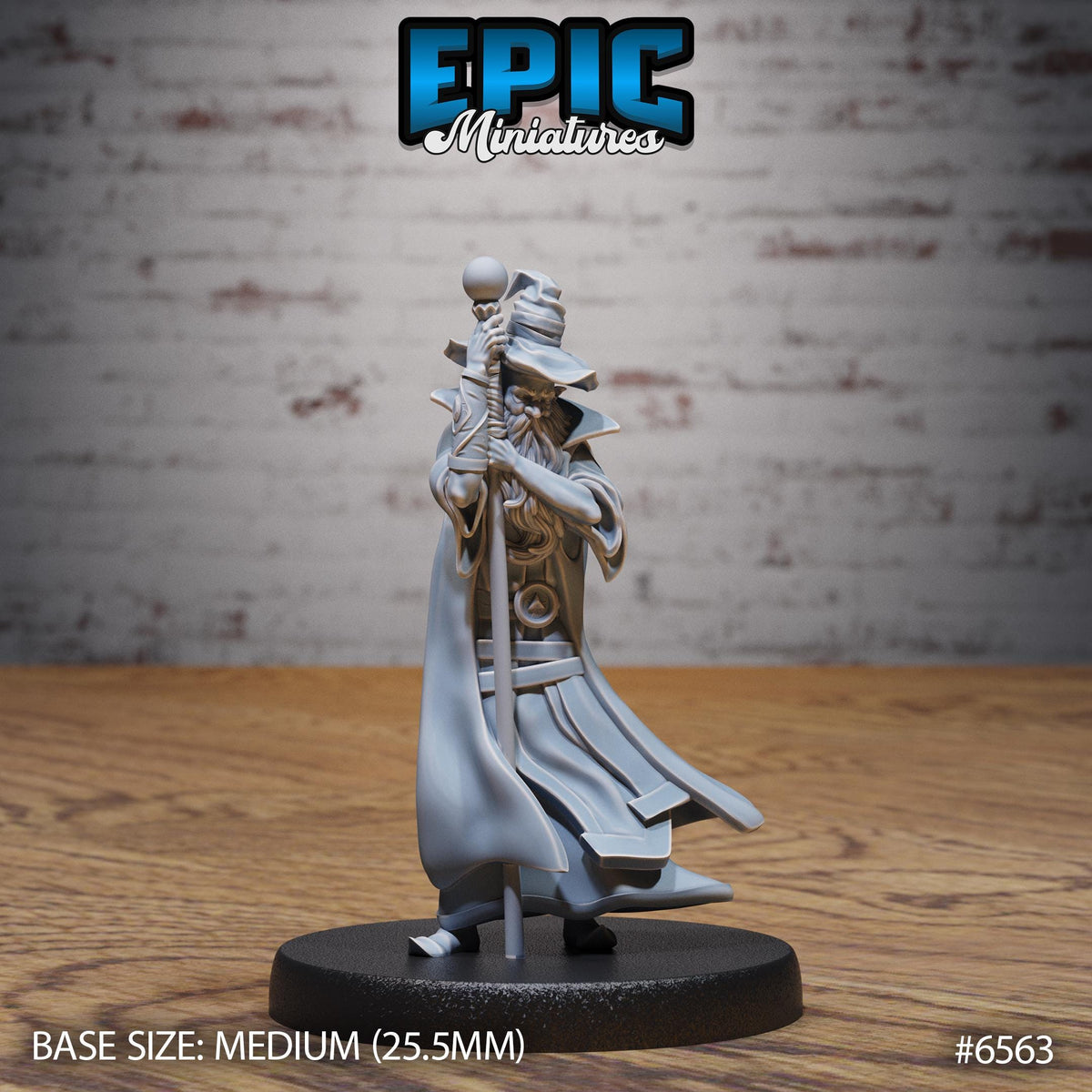 Old Wizard Option #6563 front DND miniature Magical Library 16k resin