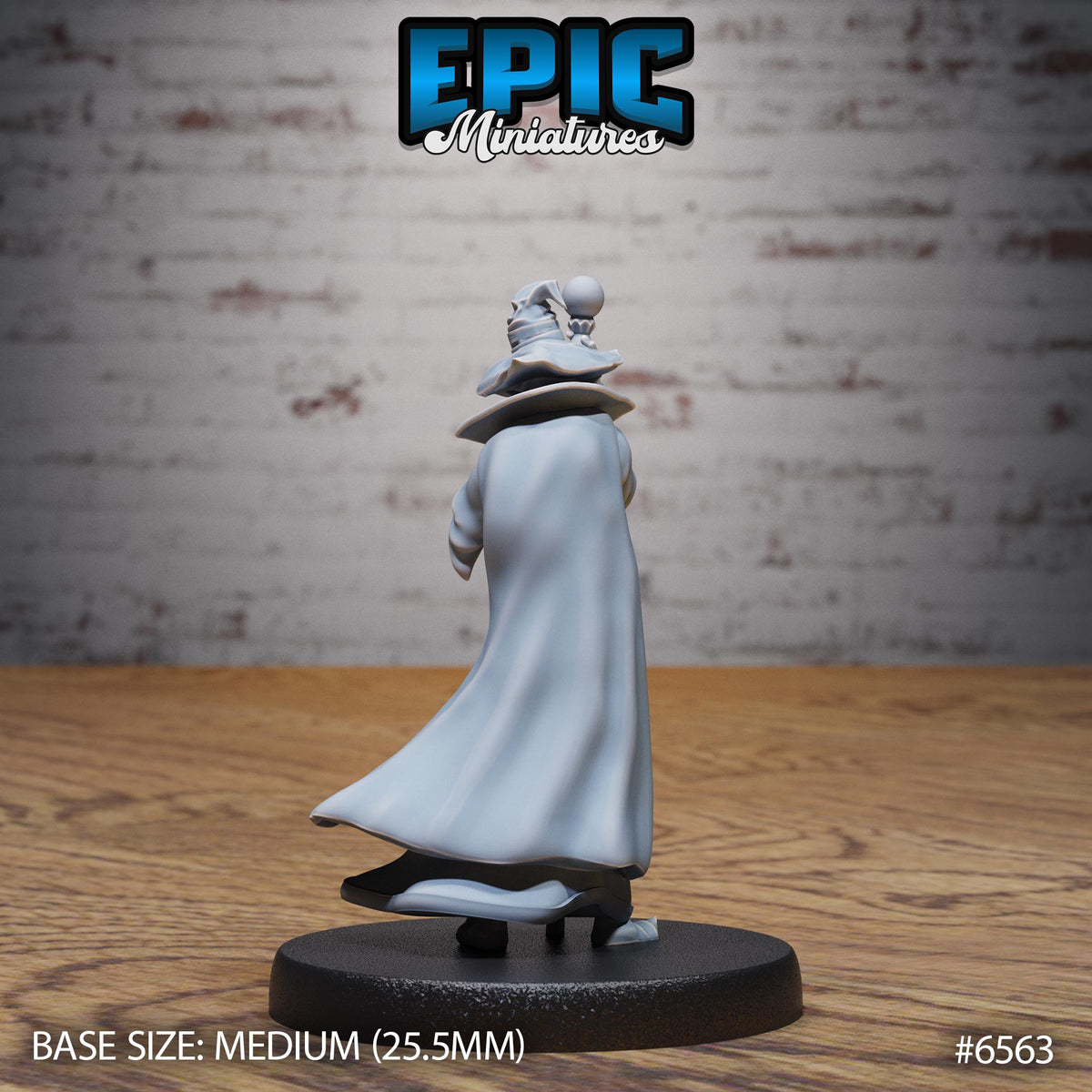 Old Wizard Option #6563 back DND miniature Magical Library 16k resin