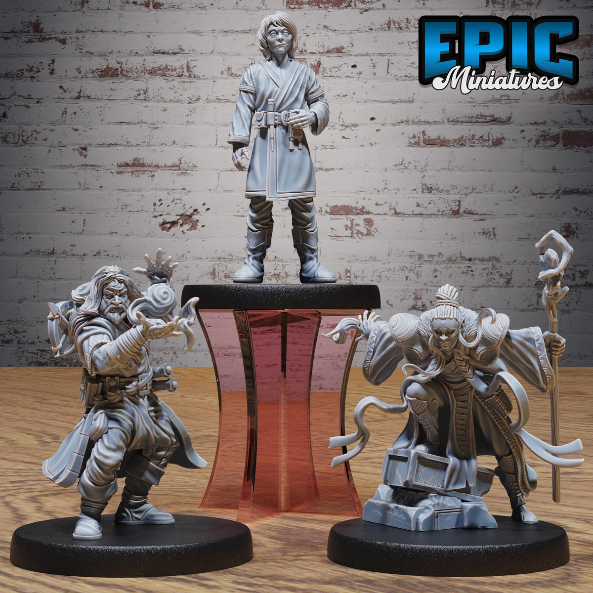 Wizard Set of 3 DND miniatures group photo Magical Library
