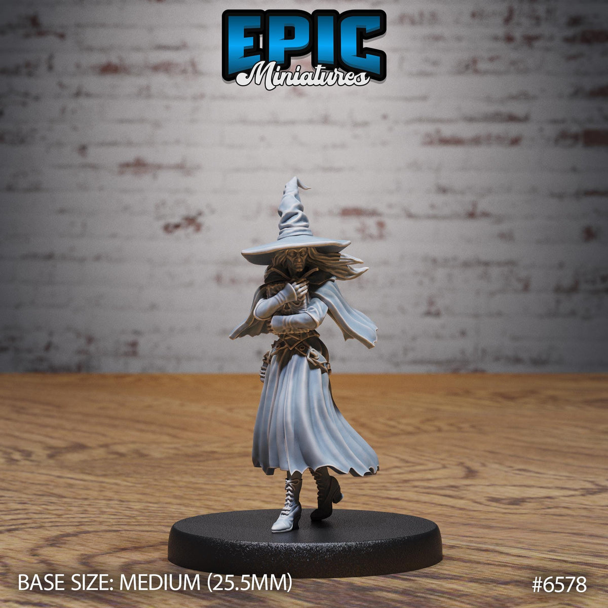 Classic Witch Option #6578 front DND miniature Magical Library 16k resin