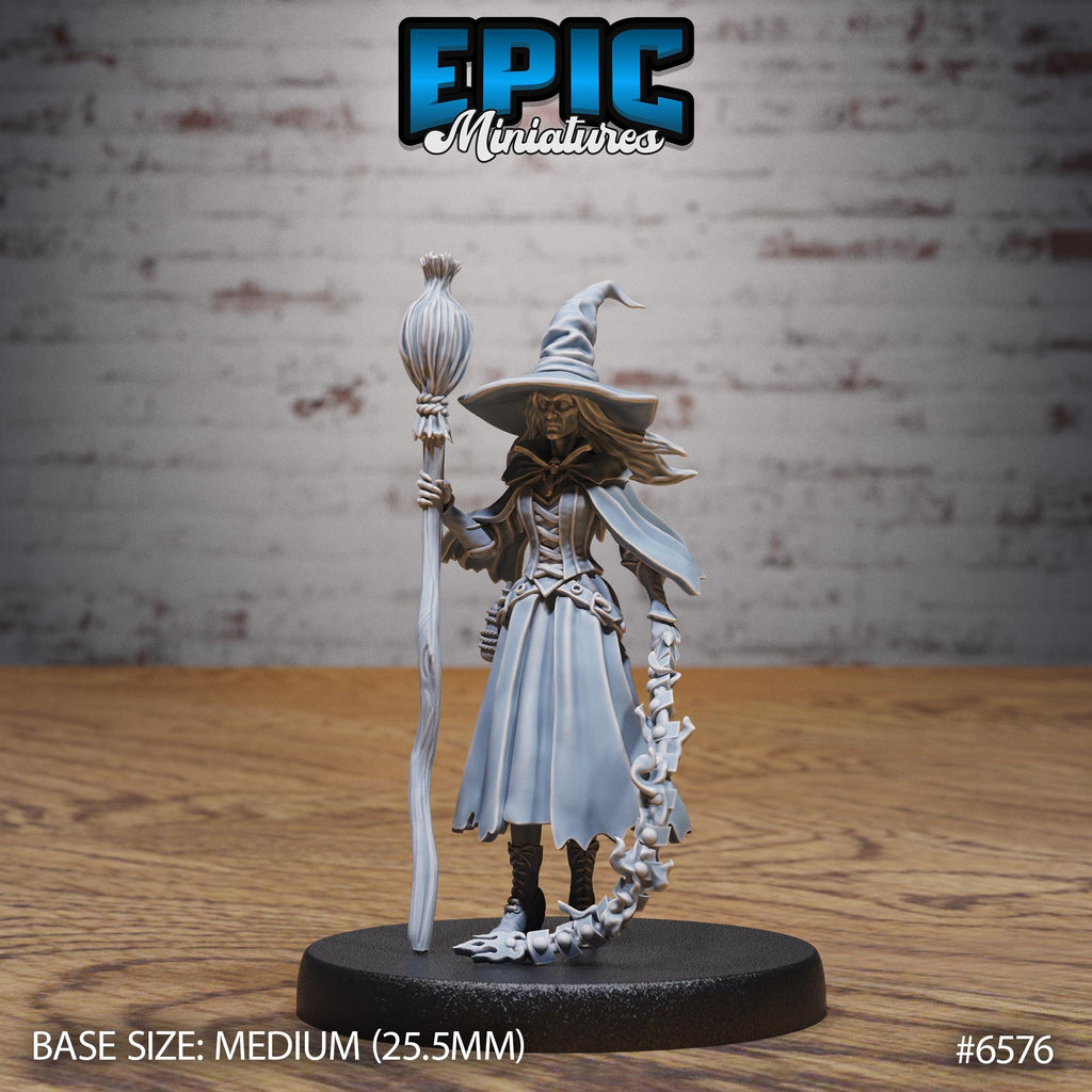 Classic Witch Option #6576 front DND miniature Magical Library 16k resin