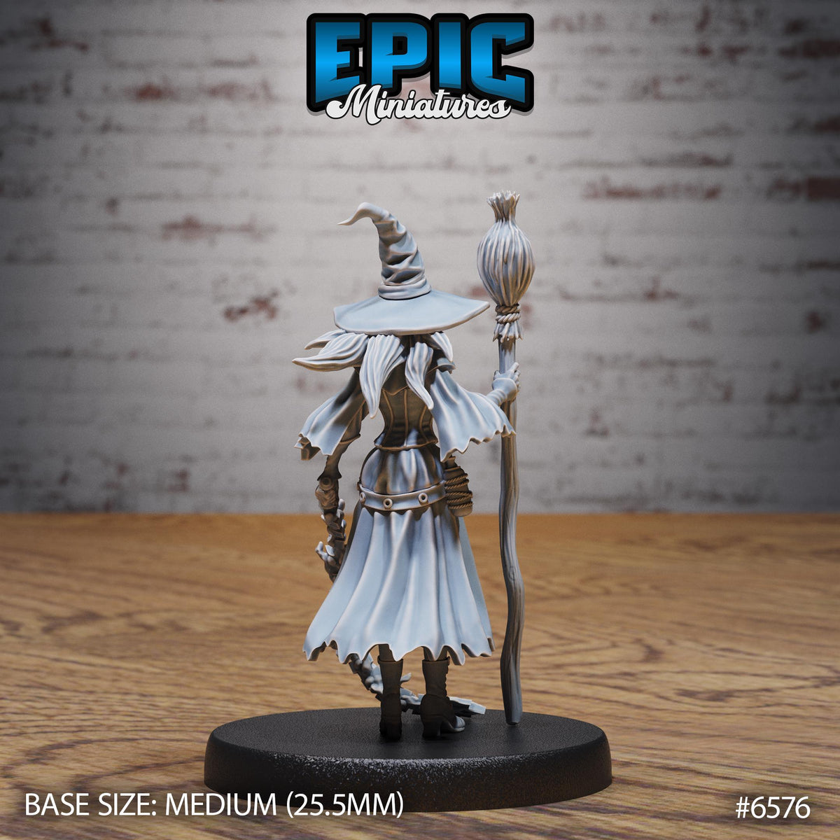 Classic Witch Option #6576 back DND miniature Magical Library 16k resin