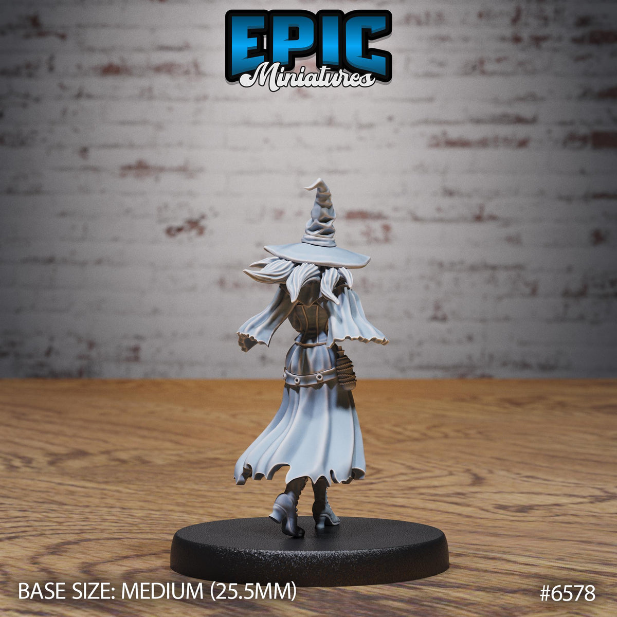 Classic Witch Option #6578 back DND miniature Magical Library 16k resin