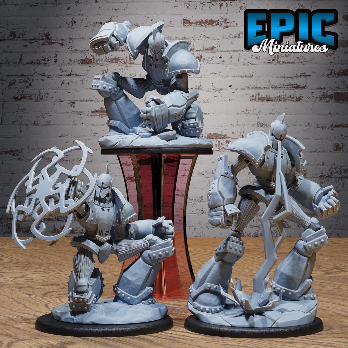 Shield Guardian Set of 3 DND miniatures group photo Magical Library