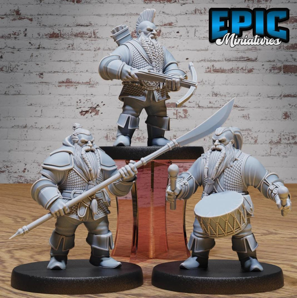 Dwarf Army Set of 10 Variations Group 3 (3 minis) front DND miniature Dwarf Army Pack 16k resin