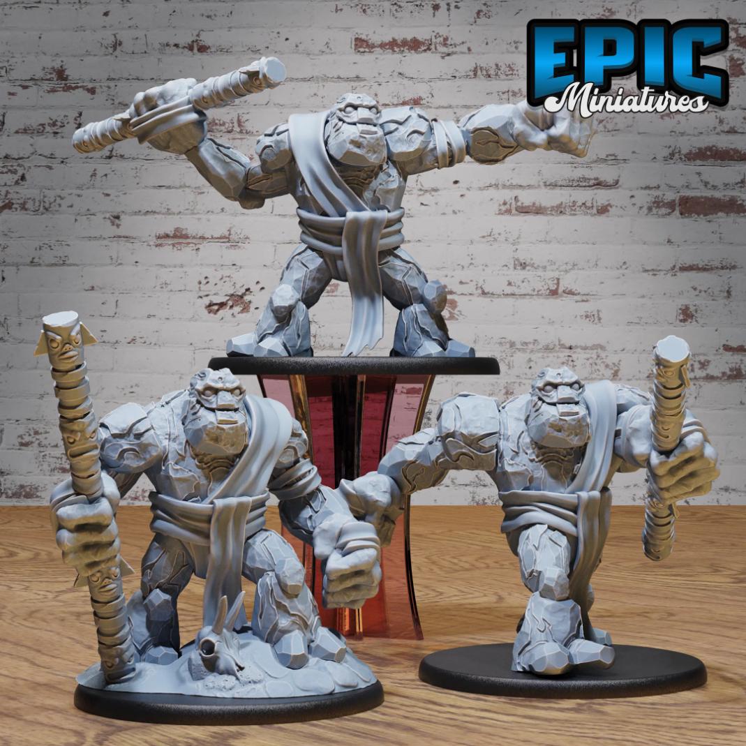 Stone Golem Set of 3 DND miniatures group photo Dwarf Army Pack