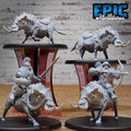 Armored Warthog and Rider Set of 4 DND miniatures group photo Dwarf Army Pack
