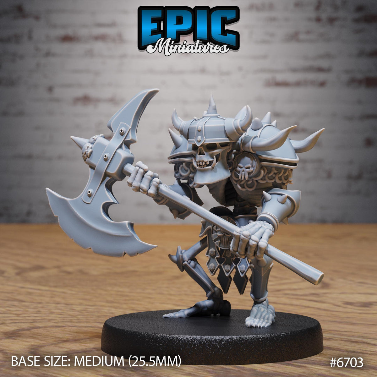 Evil Skeleton Option #6703 front DND miniature Lich Lords Crypt 16k resin
