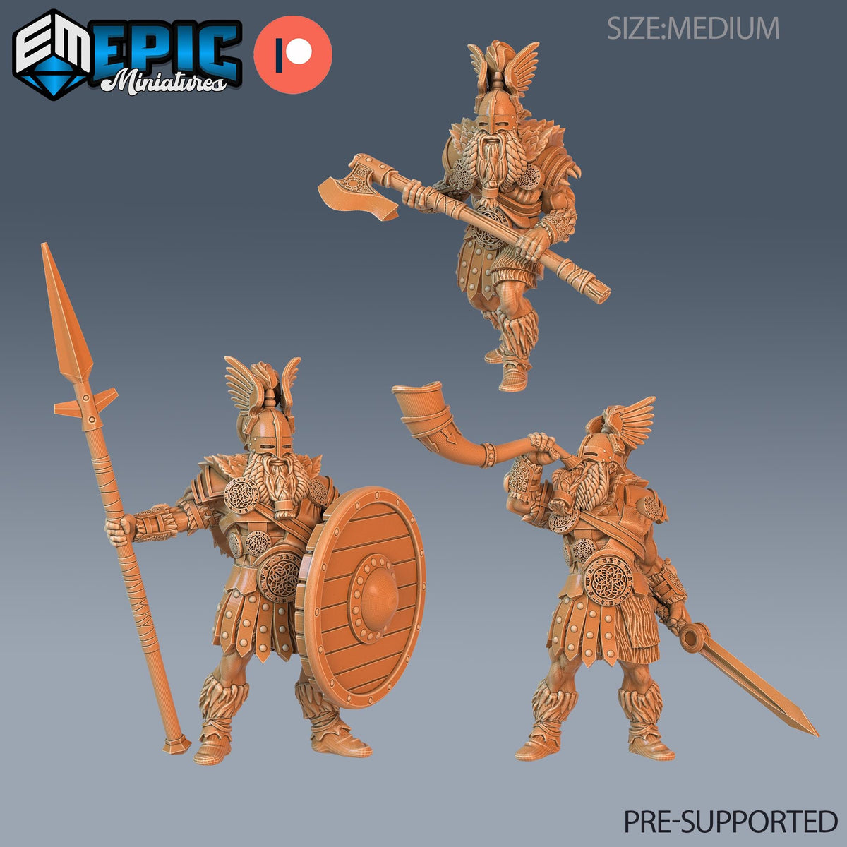 Norse God Heimdall Set of 3 DND miniatures group photo Viking Age