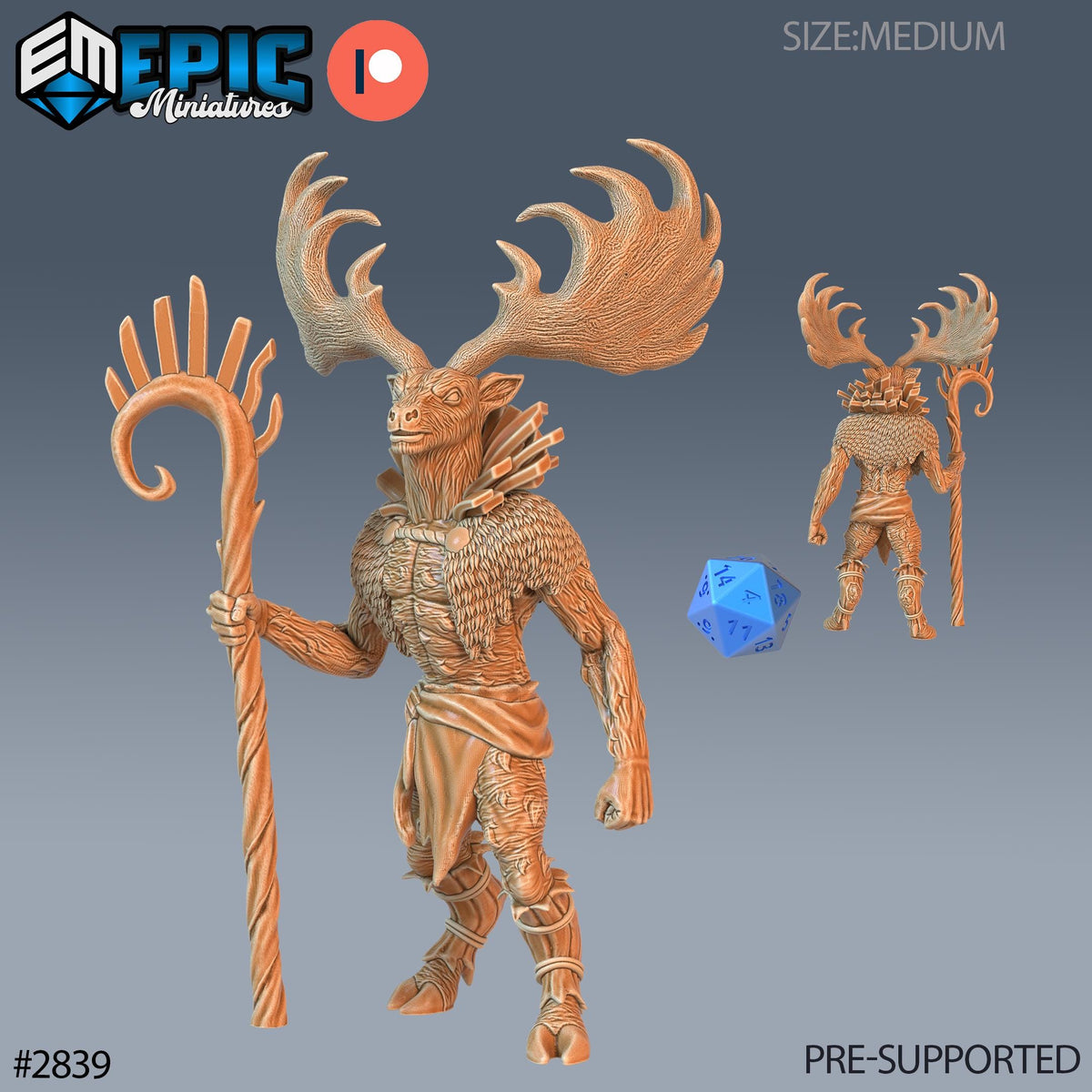 Deer Shaman Option #2839 front DND miniature Viking Age 16k resin