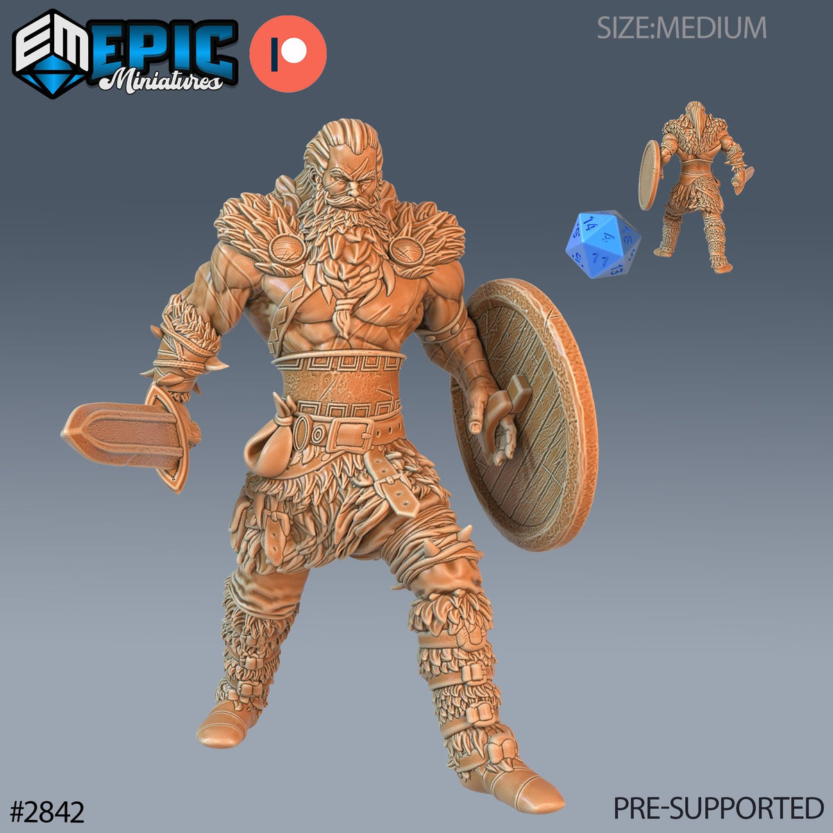 Barbarian Viking Warrior Option #2842 front DND miniature Viking Age 16k resin