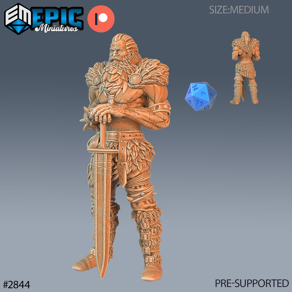 Barbarian Viking Warrior Option #2844 front DND miniature Viking Age 16k resin